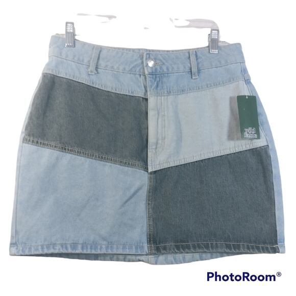 Wild Fable Patchwork Denim Mini Skirt 8 - Picture 1 of 4